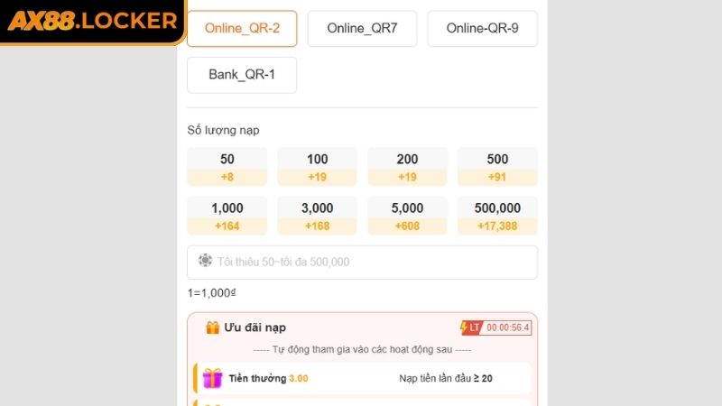 Nạp rút tiền AX88 bằng USDT