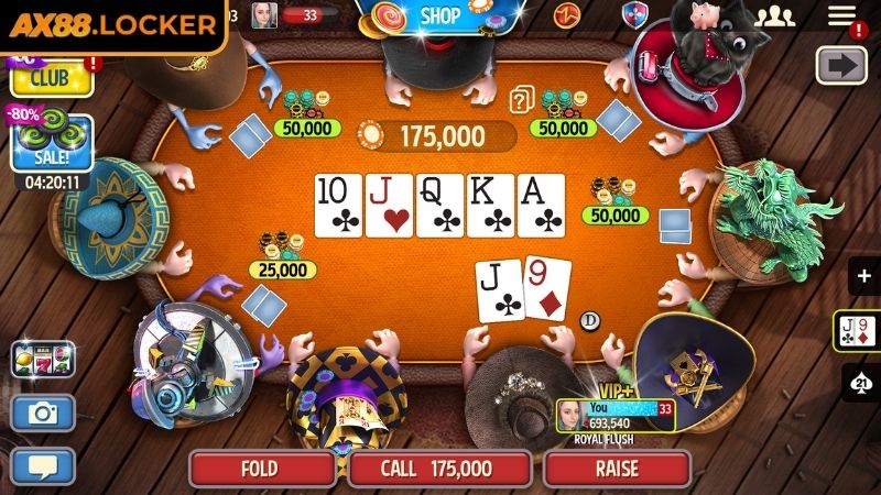 Các hành động phổ biến trong Poker AX88